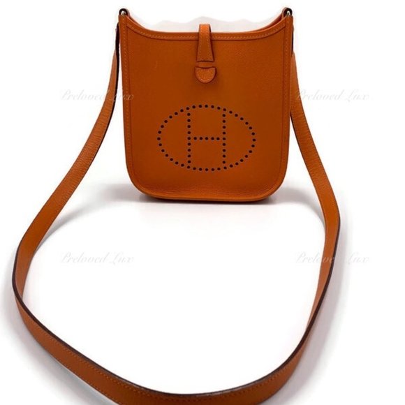 Authentic HERMES Orange Epsom Mini Evelyne TPM Crossbody Bag - Picture 3 of 16